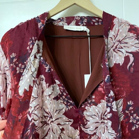 NWT Bishop + Young Cameo Midi Floral Long Sleeve Dress Dahlia Size Large - Picture 5 of 16